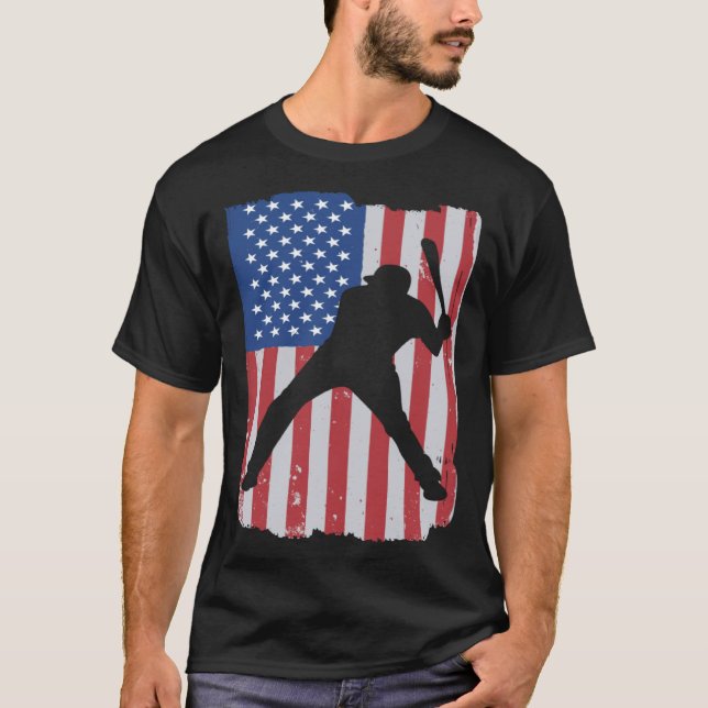 Camiseta Patriotic Flag Baseball Softball 4 Th Of July Play (Anverso)