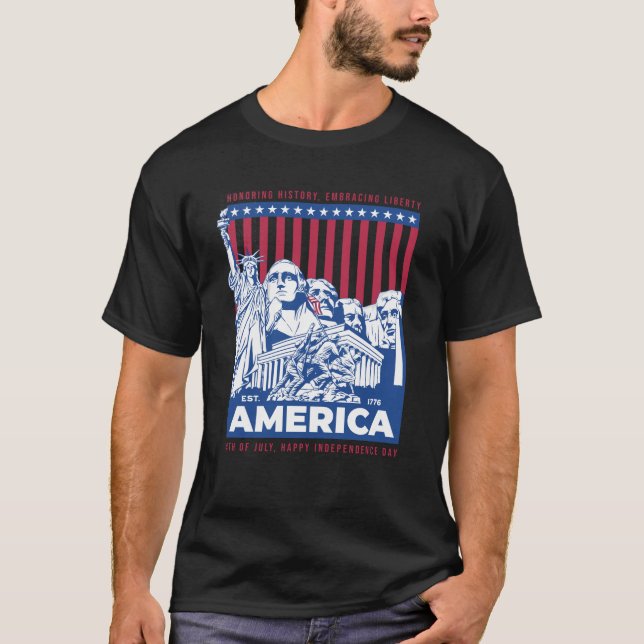 Camiseta Patriotic Freedom Dad Mom 4 de julio Monumentos Gr (Anverso)