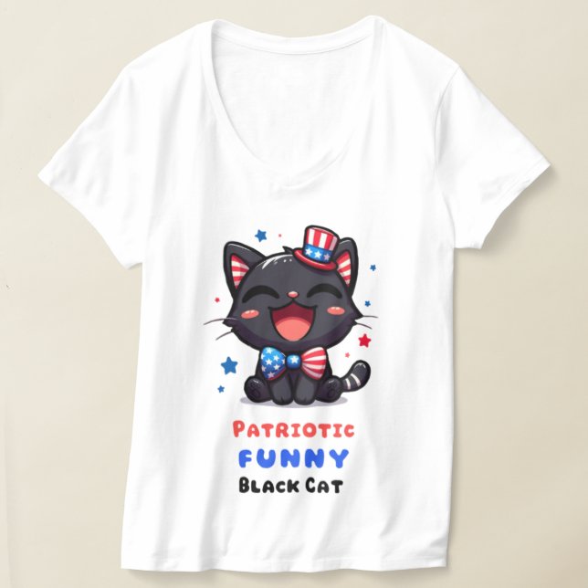 Camiseta Patriotic Funny Black Cat Shirt for 4th July (Distribución )
