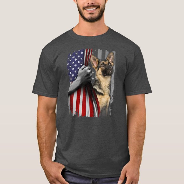 Camiseta Patriotic German Shepherd American Flag Dog Lover (Anverso)