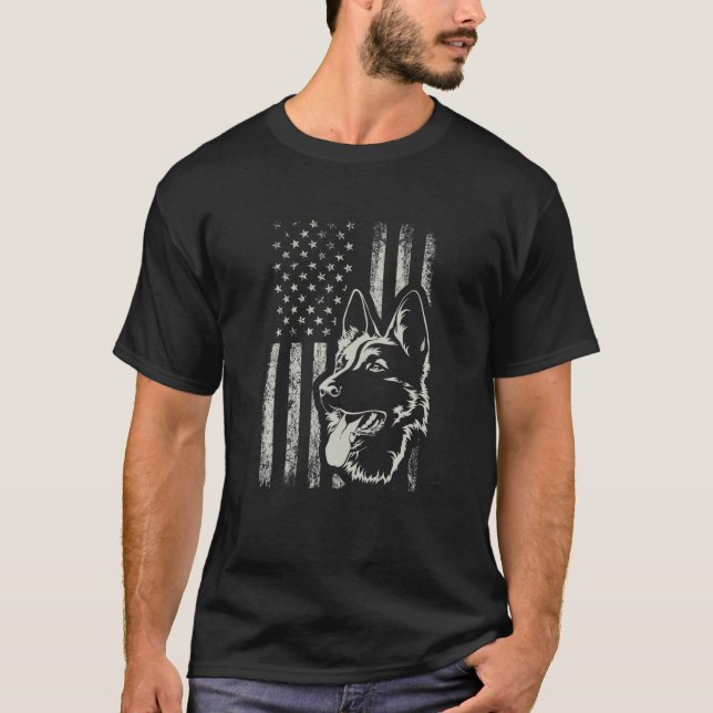 Camiseta Patriotic German-Shepherd AMERICAN FLAG Dog Lover (Anverso)