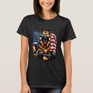 Camiseta Patriotic German Shepherd Dog Bodybuilding Bodybui