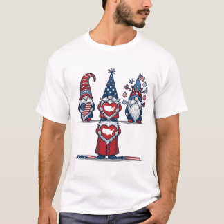 Camiseta Patriotic Gnome Trio Vintage Vector Design_1