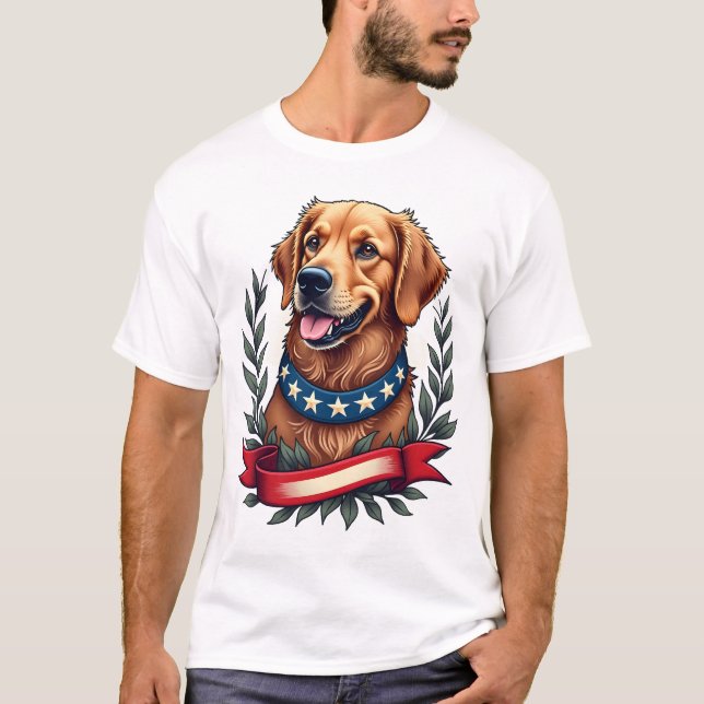 Camiseta Patriotic Golden Retriever Americana Art Tee 2 (Anverso)