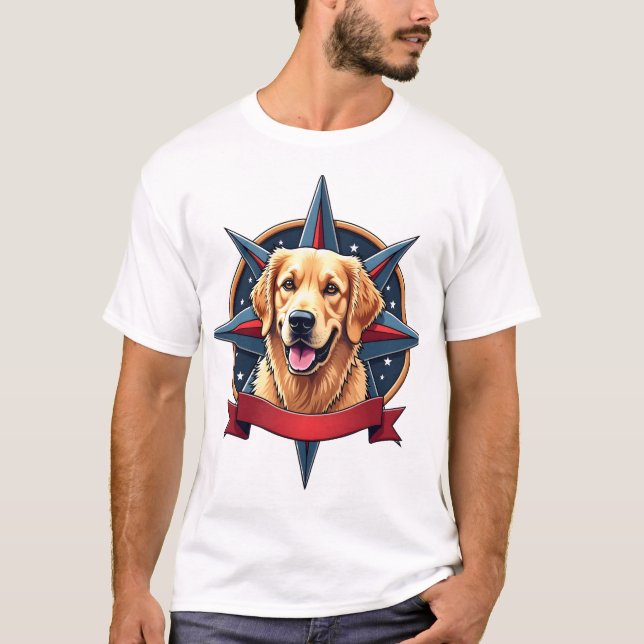 Camiseta Patriotic Golden Retriever Compass Star Tee 2 (Anverso)