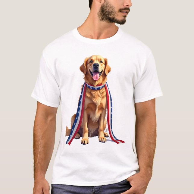Camiseta Patriotic Golden Retriever Falling Ribbon Shirt 2 (Anverso)