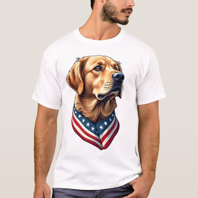 Camiseta Patriotic Golden Retriever USA Flag Style Tee 4 (Anverso)