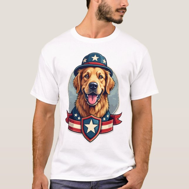 Camiseta Patriotic Golden Retriever Veteran Family Shirt 4 (Anverso)