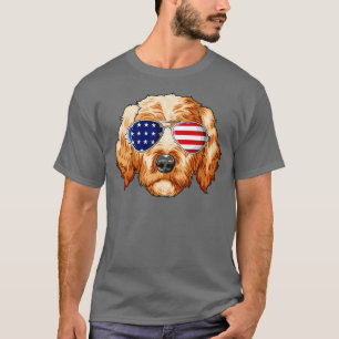 Camiseta Patriotic Goldendoodle Bandera Americana Glasses 4