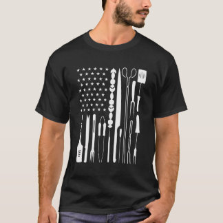 Camiseta Patriotic Grilling Bbq Utensil Bandera De Los Esta