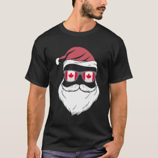 Camiseta Patriotic Hipster Santa canadian flag sunglasses c