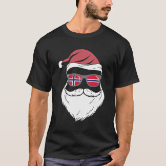 Camiseta Patriotic Hipster Santa Norway flag sunglasses chr