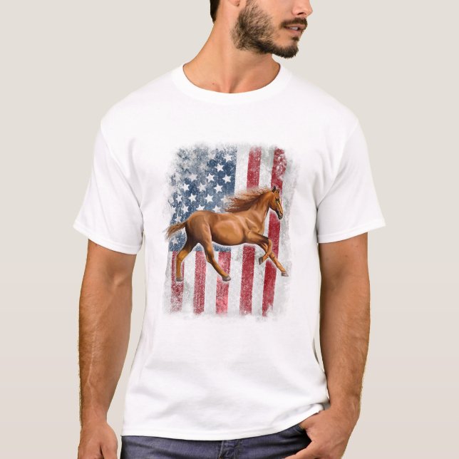 Camiseta Patriotic Horse American Flag (Anverso)