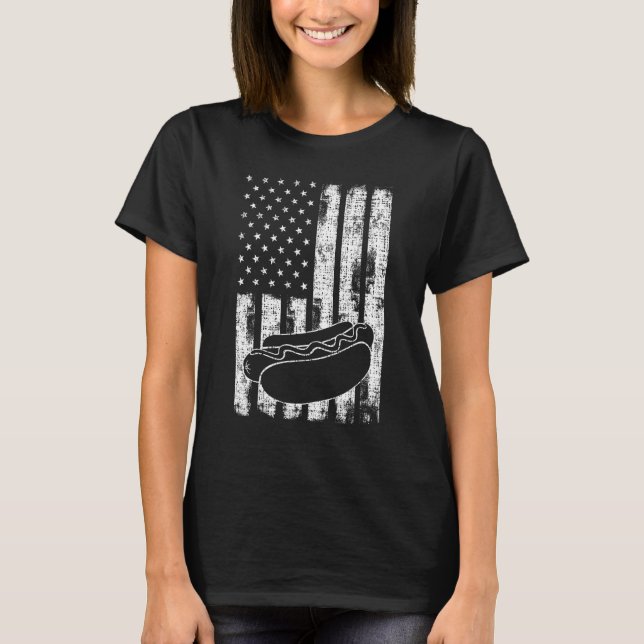 Camiseta Patriotic July 4th Picnics USA Flag Hotdog Wieners (Anverso)