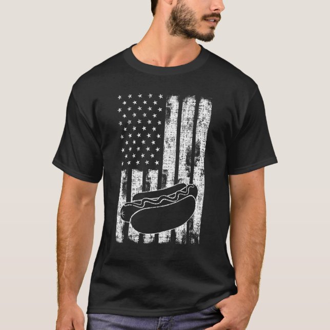 Camiseta Patriotic July 4th Picnics USA Flag Hotdog Wieners (Anverso)