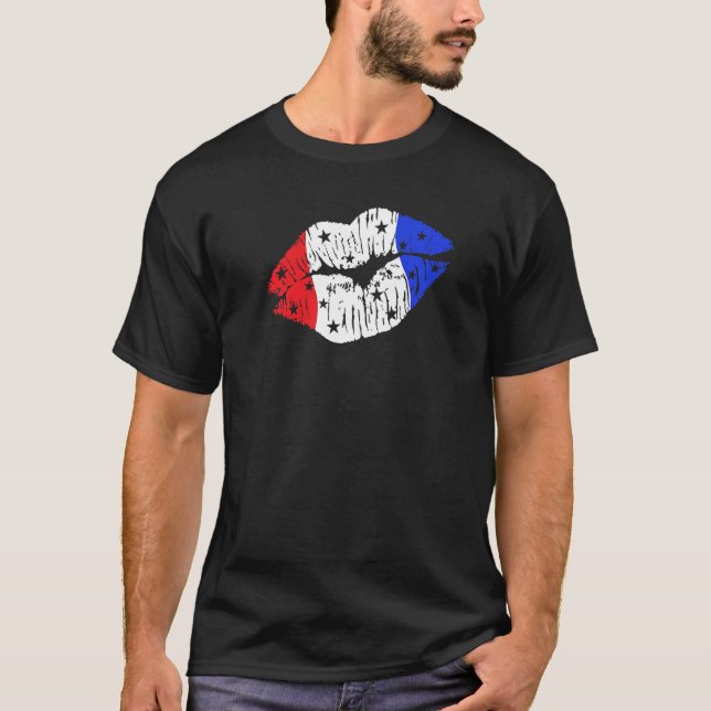 Camiseta Patriotic Kiss on the Red White and Blue Lips USA (Anverso)