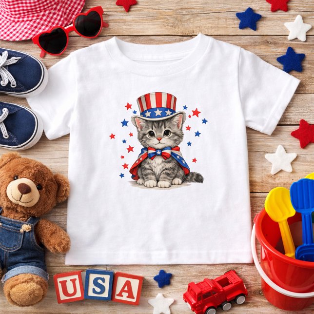 Camiseta Patriotic Kitten Red White Blue (Subido por el creador)