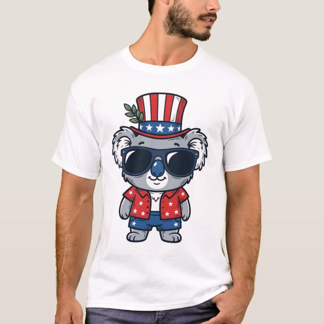 Camiseta Patriotic Koala Vintage Style Vector Art_1 (Anverso)