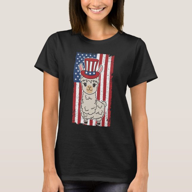 Camiseta Patriotic Llama  July 4th For Men Women Animal  2 (Anverso)