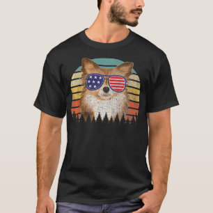 Camiseta Patriotic Long Haired Chihuahua American Flag Dog 