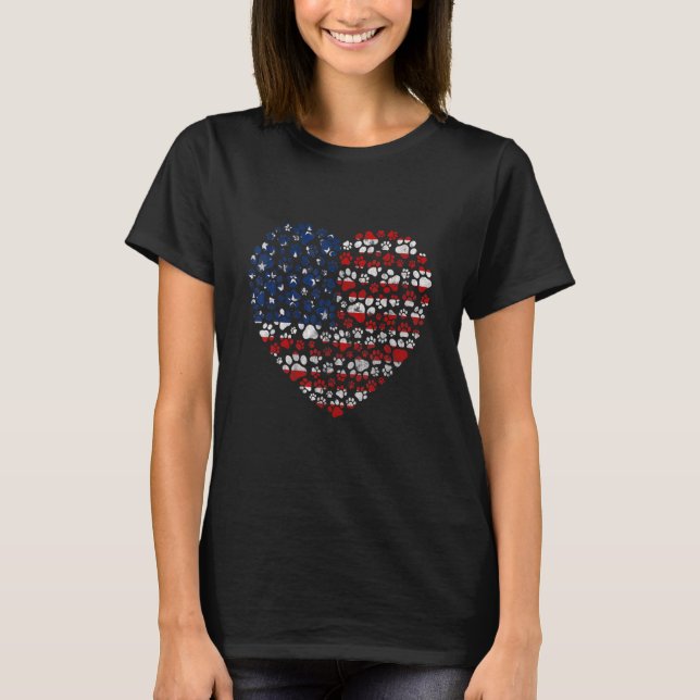 Camiseta Patriotic Love Heart American Flag Graphic (Anverso)
