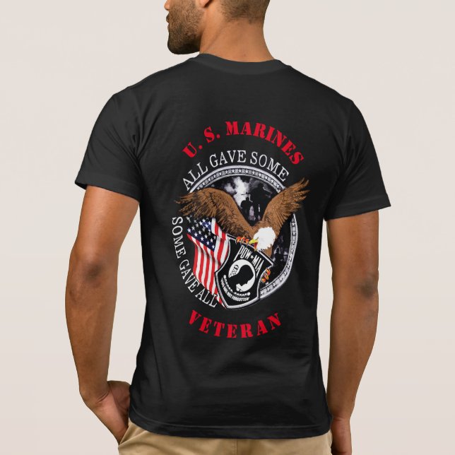 Camiseta Patriotic Marines Vet Military Tribut T-Shirt (Reverso)