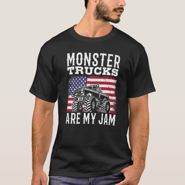 Camiseta Patriotic Monster Truck Are My Jam Truck  american (Anverso)