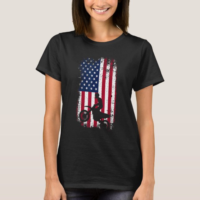 Camiseta Patriotic Motocrosser  Dirt Bike  American Flag Mo (Anverso)