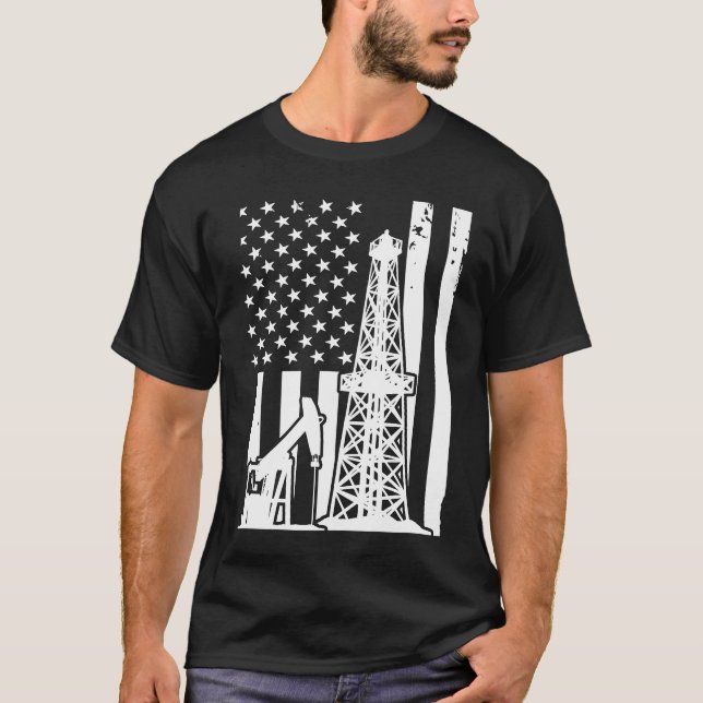 Camiseta Patriotic Oilfielder Oildrilling American Flag Oil (Anverso)