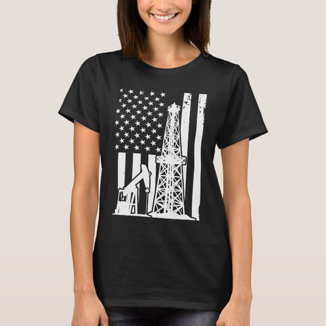 Camiseta Patriotic Oilfielder Oildrilling American Flag Oil (Anverso)