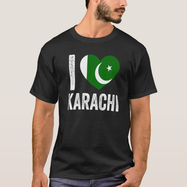 Camiseta Patriotic Pakistani Pakistan Flag I Love Karachi (Anverso)