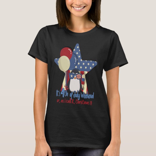 Camiseta Patriotic Penguin American Flag Penguin  4th Of Ju (Anverso)