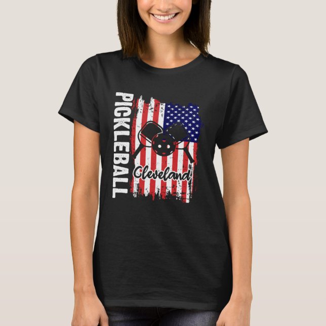 Camiseta Patriotic Pickleball USA Flag Cleveland Ohio Versi (Anverso)