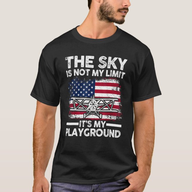 Camiseta Patriotic Pilot The Sky Is Not My Limit It's My Pl (Anverso)