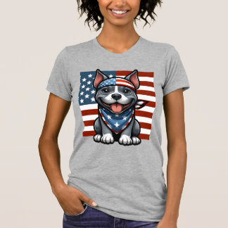 Camiseta Patriotic Pitbull American Flag 4th of July BBQ