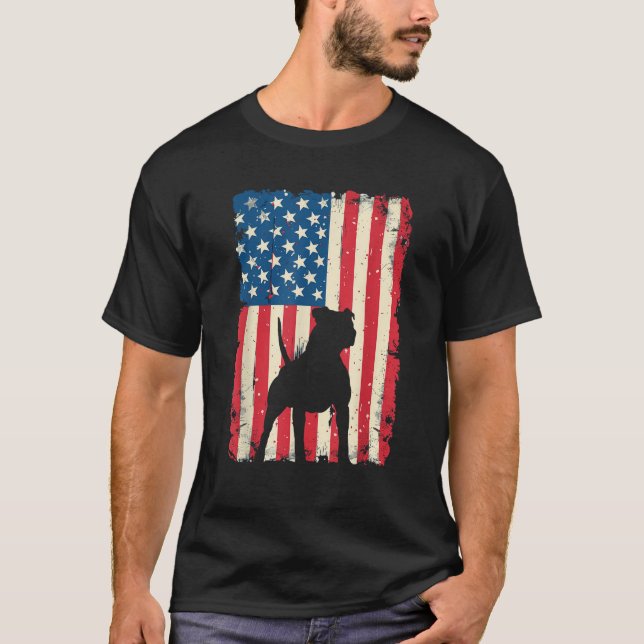 Camiseta Patriotic Pitbull Dog Lover 4th of July USA Americ (Anverso)