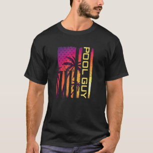 Camiseta Patriotic Pool Guy Vintage Palm Tree Estados Unido
