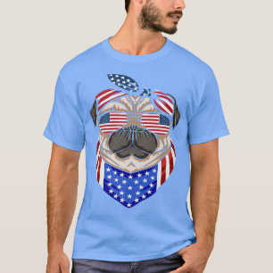 Camiseta Patriotic Pug 4 De Julio Cute Perro Bandera Estado