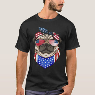 Camiseta Patriotic Pug 4Th Of July Cute Dog American Flag S