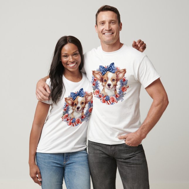 Camiseta Patriotic Puppy 4 de julio Día de la Independencia (Unisexo)