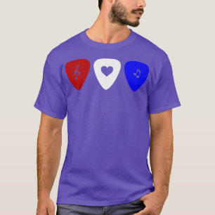 Camiseta Patriotic Red White Blue Music Lover Guitar Pick