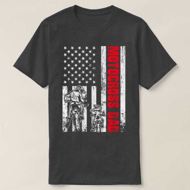 Camiseta Patriotic Retro USA American Flag Motocross Dad 4t (Diseño del anverso)