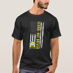 Camiseta Patriotic Us Flag School Bus de la escuela de cond