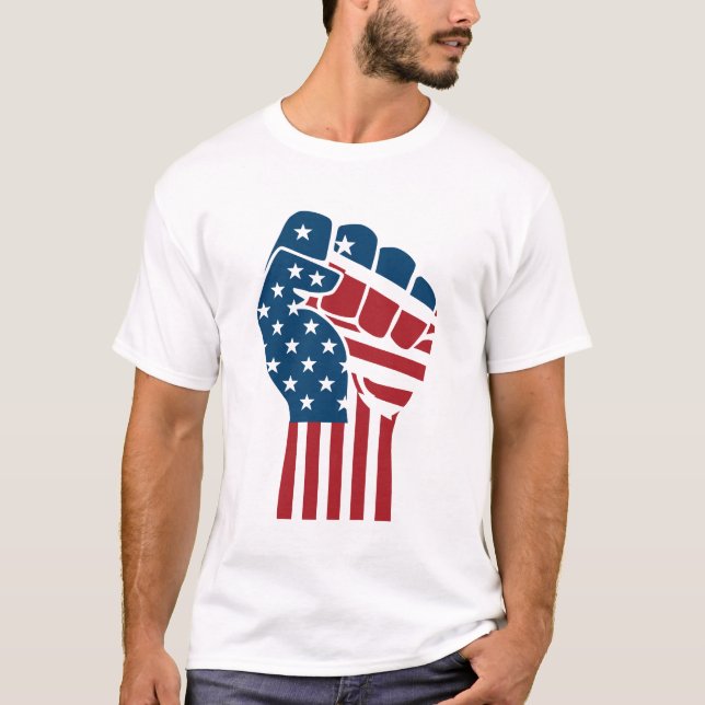 Camiseta Patriotic USA American Flag Hand Protest Design (Anverso)