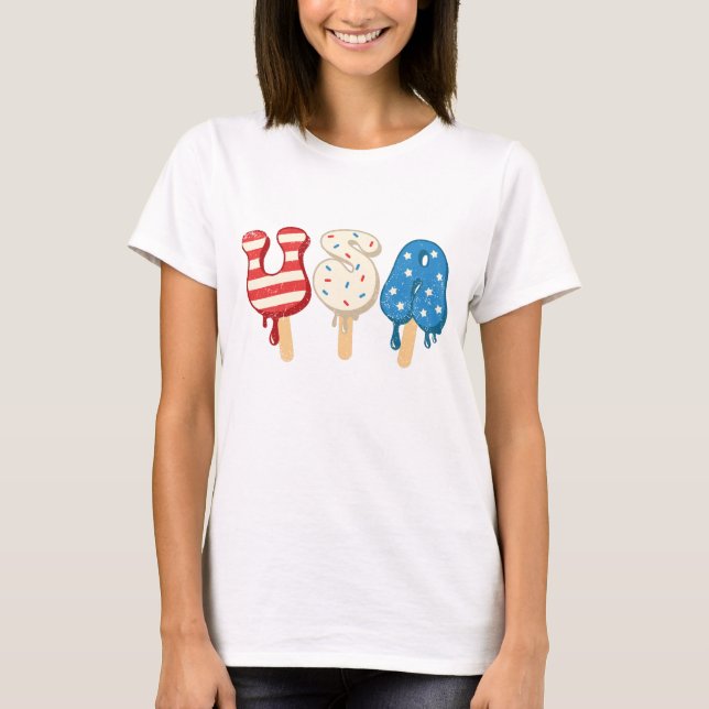 Camiseta Patriotic USA Love Popsicle T-Shirt (Anverso)