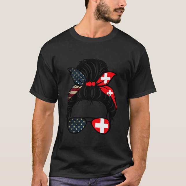 Camiseta Patriotic Usa Swiss Mom American Switzerland Flag (Anverso)