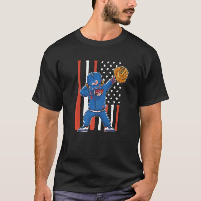 Camiseta patriotic usa us flag dabbin' baseball player Prem (Anverso)