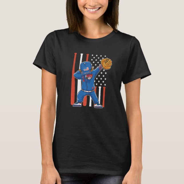 Camiseta patriotic usa us flag dabbin' baseball player Prem (Anverso)