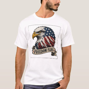 Camiseta Patriótica Águila Americana Vuela Liberta