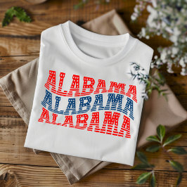 Camiseta Patriótica Alabama Rojo y Azul Boho